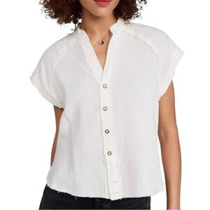 Free People We The Free Dreamy Days Shirt White Gauze Size Small 100%Cotton